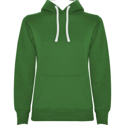 Kelly Green-White - Front - Roly Womens-Ladies Urban Hoodie