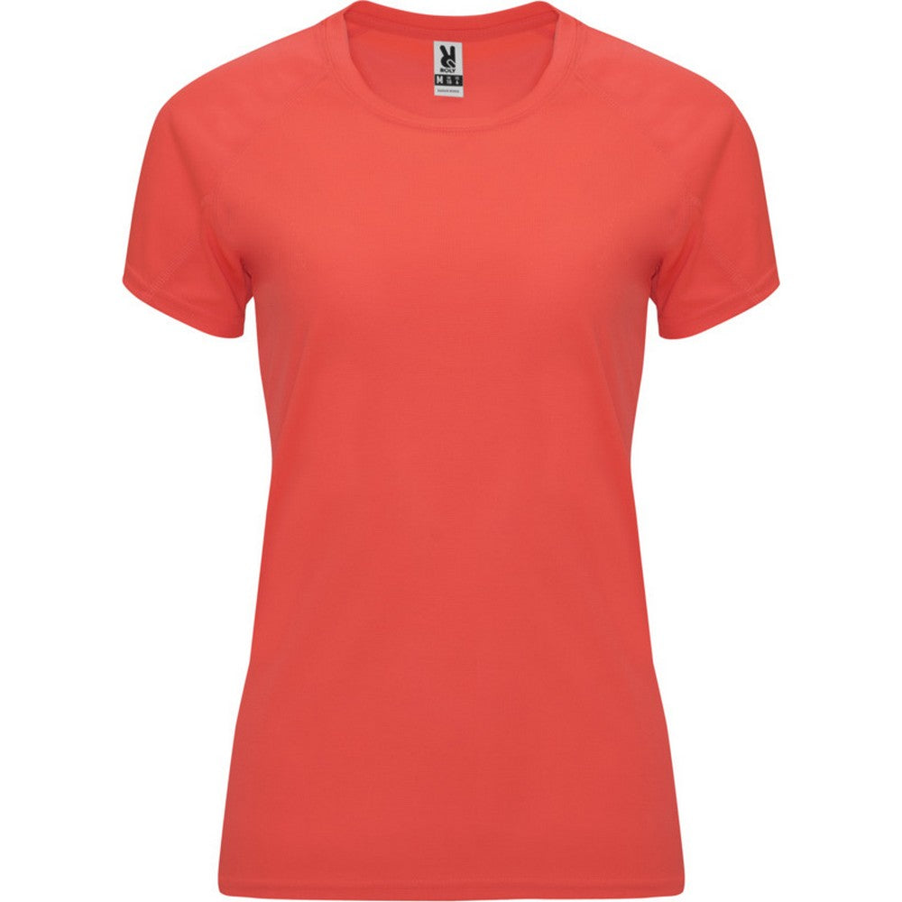 Fluorescent Coral - Front - Roly Womens-Ladies Bahrain Short-Sleeved Sports T-Shirt