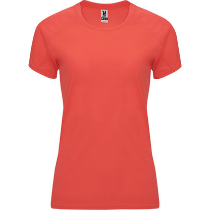 Fluorescent Coral - Front - Roly Womens-Ladies Bahrain Short-Sleeved Sports T-Shirt