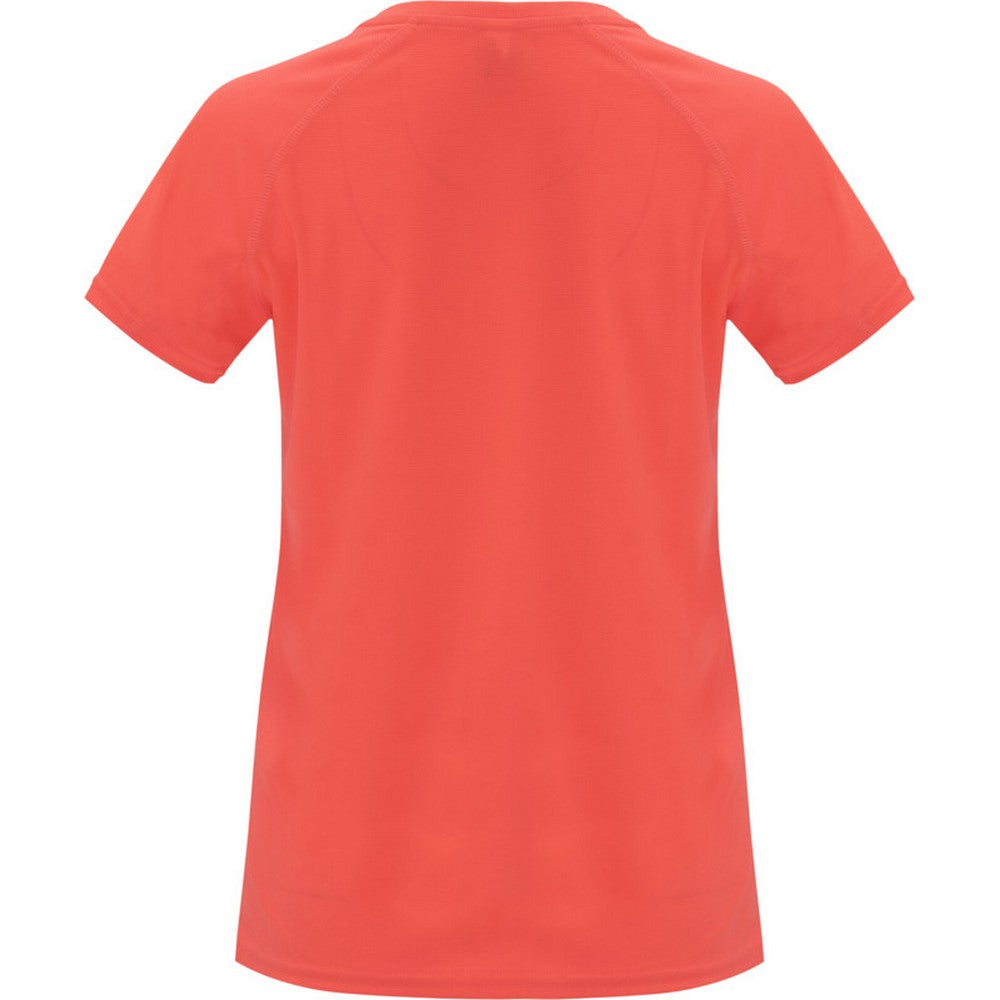 Fluorescent Coral - Back - Roly Womens-Ladies Bahrain Short-Sleeved Sports T-Shirt