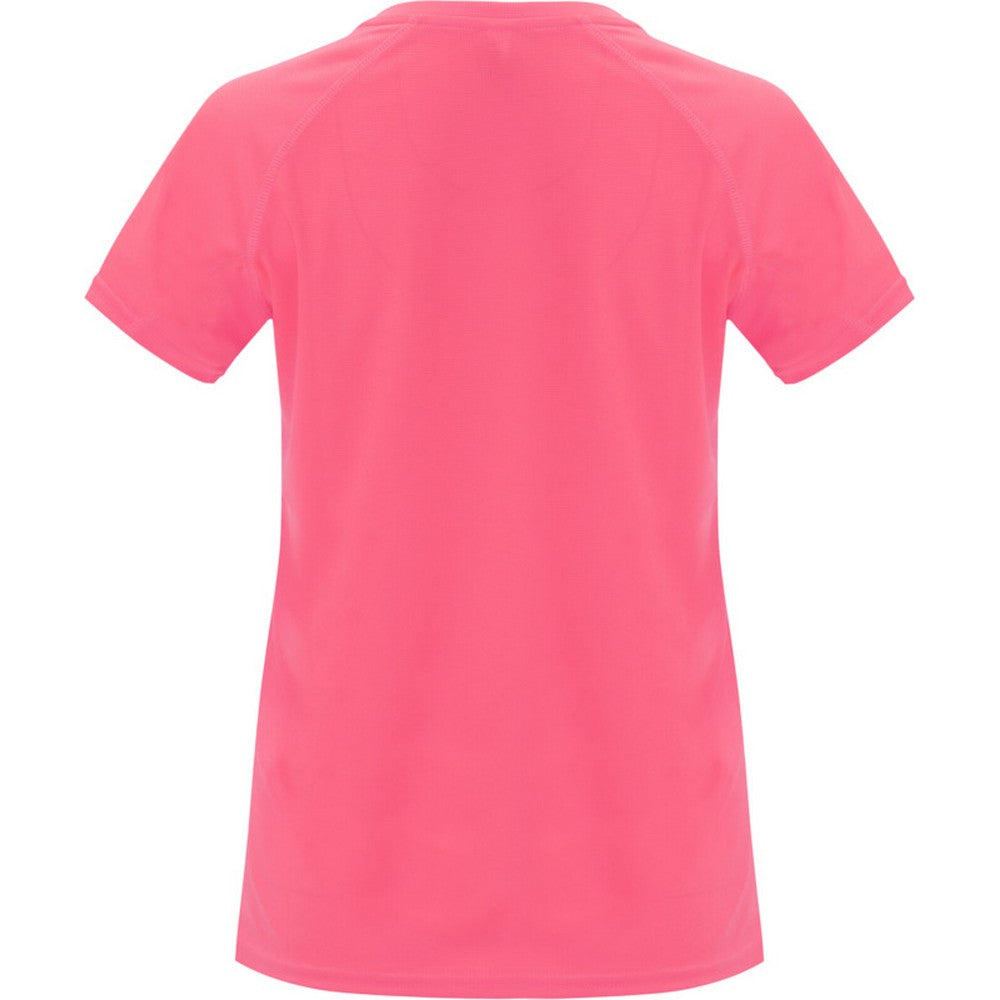 Fluorescent Lady Pink - Back - Roly Womens-Ladies Bahrain Short-Sleeved Sports T-Shirt