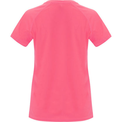 Fluorescent Lady Pink - Back - Roly Womens-Ladies Bahrain Short-Sleeved Sports T-Shirt