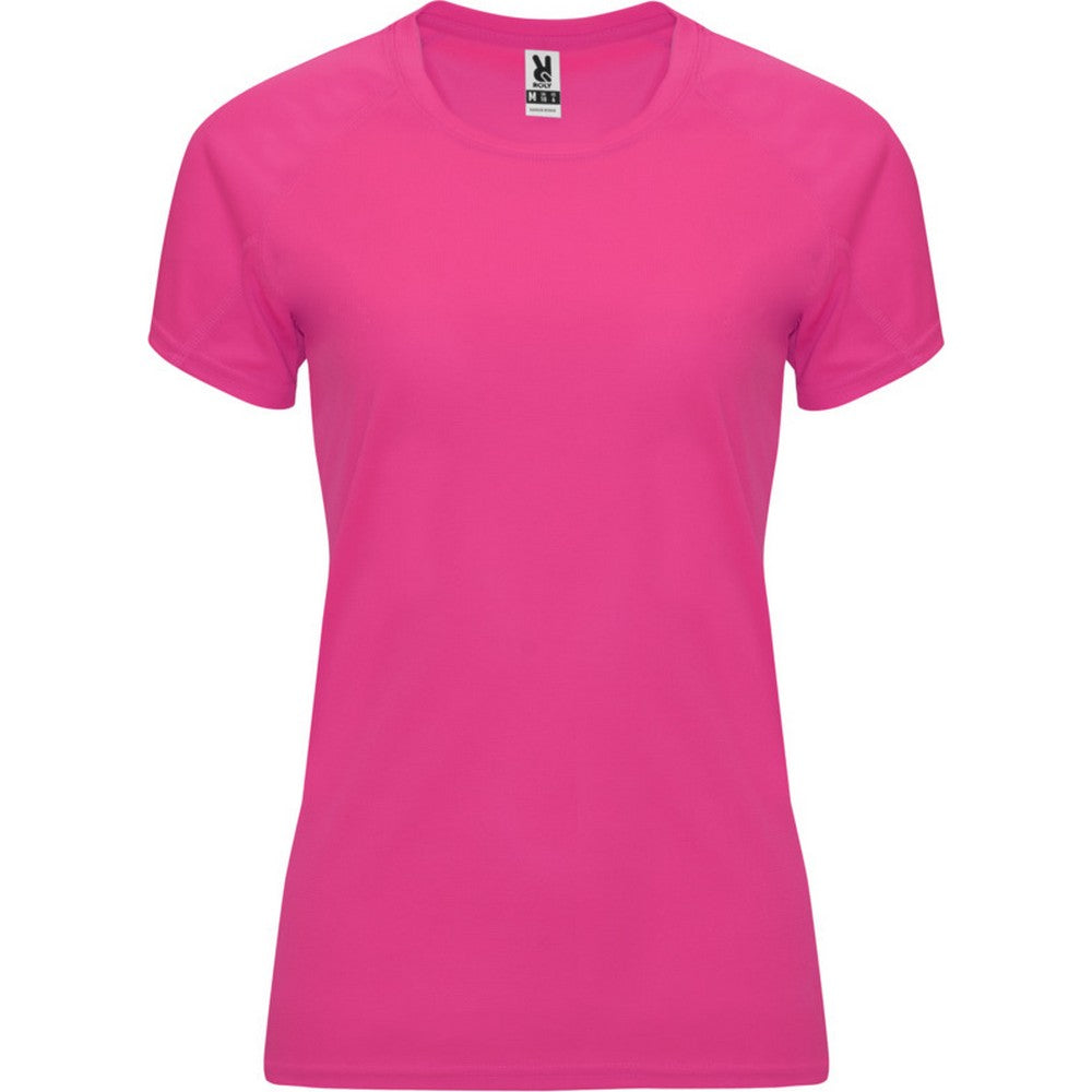 Fluorescent Pink - Front - Roly Womens-Ladies Bahrain Short-Sleeved Sports T-Shirt