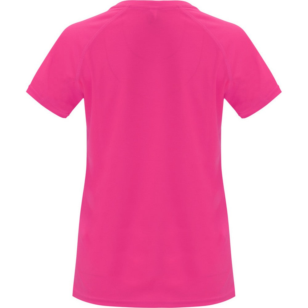 Fluorescent Pink - Back - Roly Womens-Ladies Bahrain Short-Sleeved Sports T-Shirt