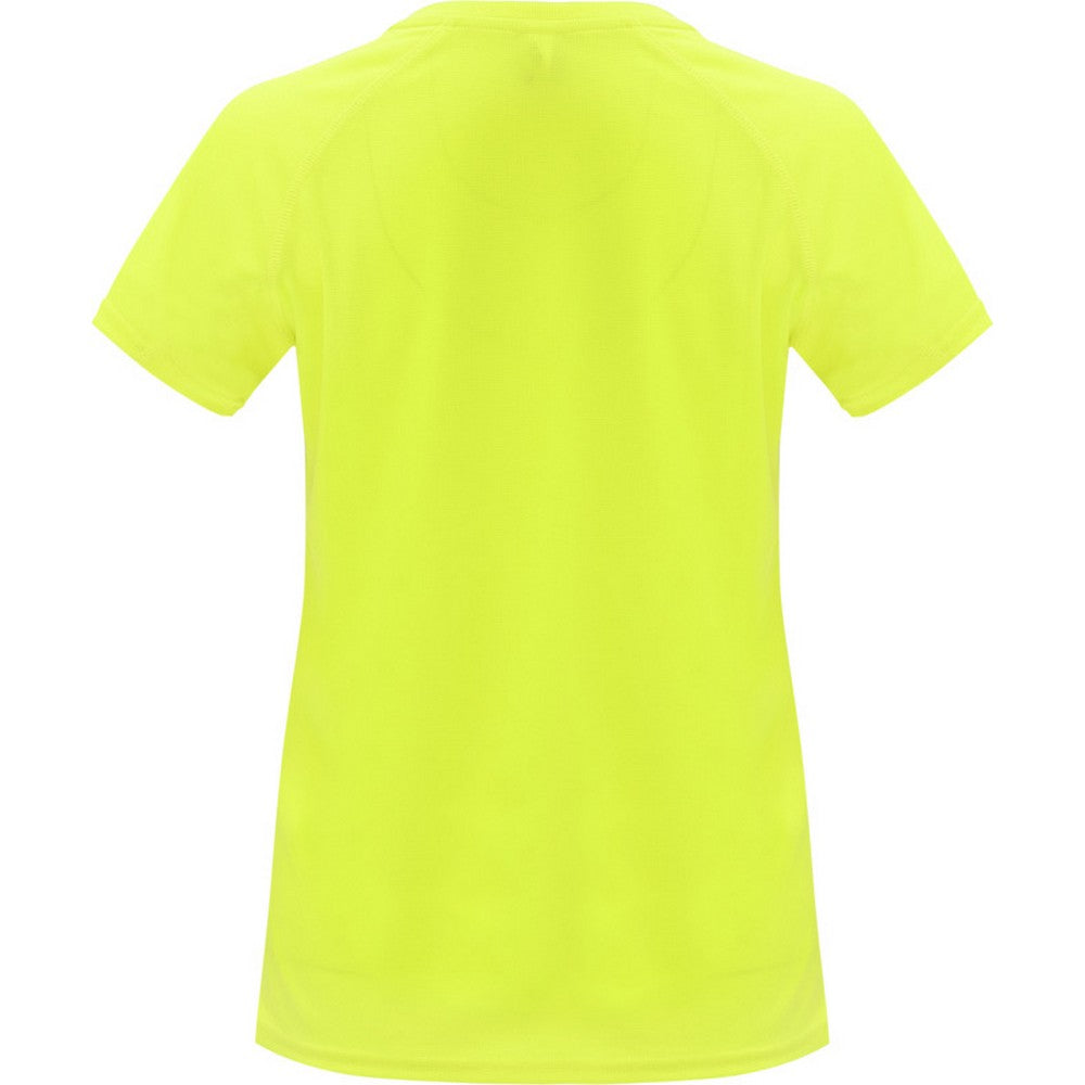 Fluorescent Yellow - Back - Roly Womens-Ladies Bahrain Short-Sleeved Sports T-Shirt