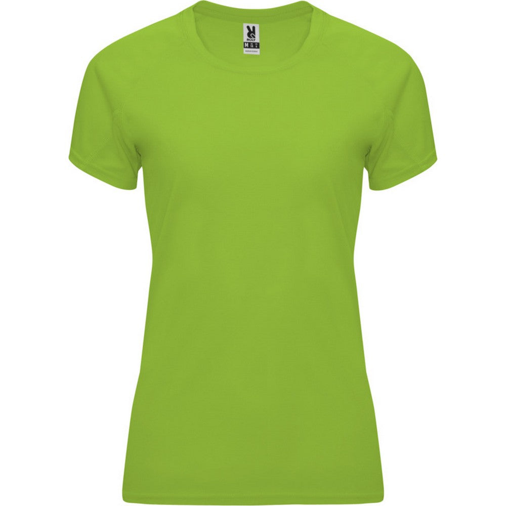 Lime - Front - Roly Womens-Ladies Bahrain Short-Sleeved Sports T-Shirt
