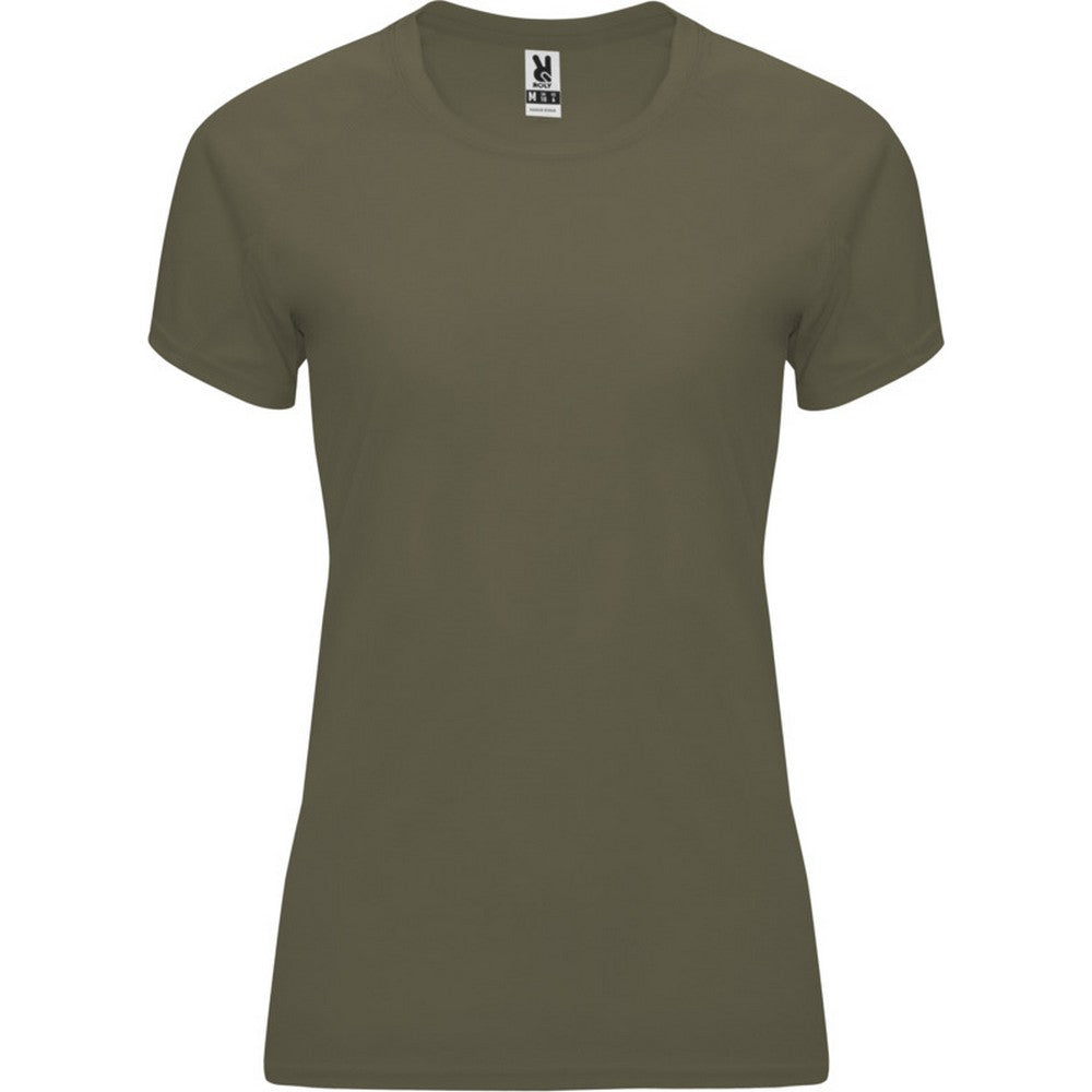 Military Green - Front - Roly Womens-Ladies Bahrain Short-Sleeved Sports T-Shirt