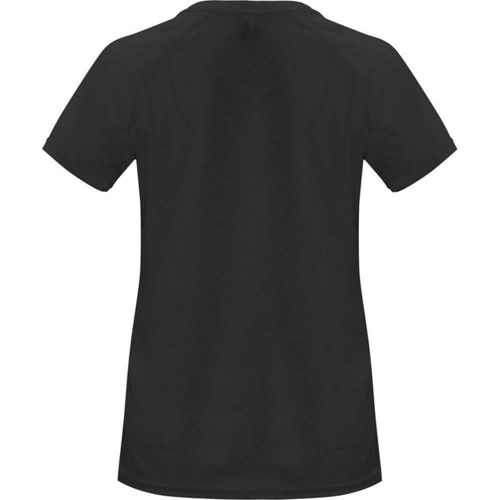 Solid Black - Back - Roly Womens-Ladies Bahrain Short-Sleeved Sports T-Shirt