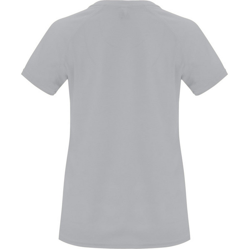 Grey - Back - Roly Womens-Ladies Bahrain Short-Sleeved Sports T-Shirt