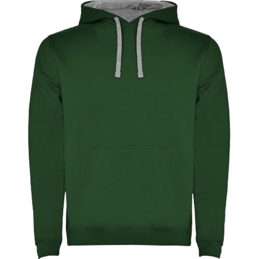 Bottle Green-Grey Marl - Front - Roly Mens Urban Hoodie