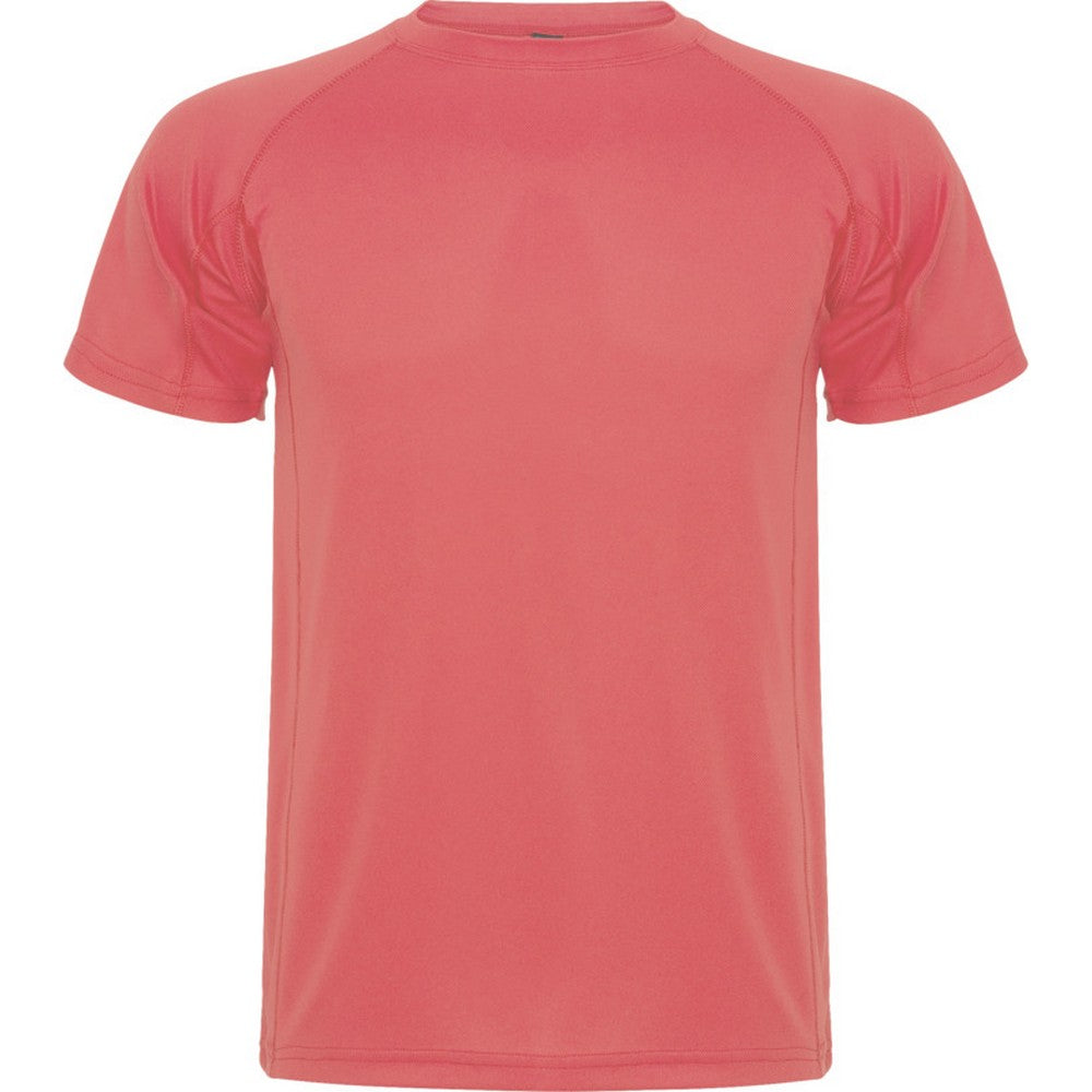 Fluorescent Coral - Front - Roly Mens Montecarlo Short-Sleeved Sports T-Shirt