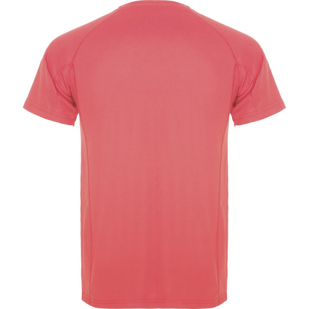 Fluorescent Coral - Back - Roly Mens Montecarlo Short-Sleeved Sports T-Shirt