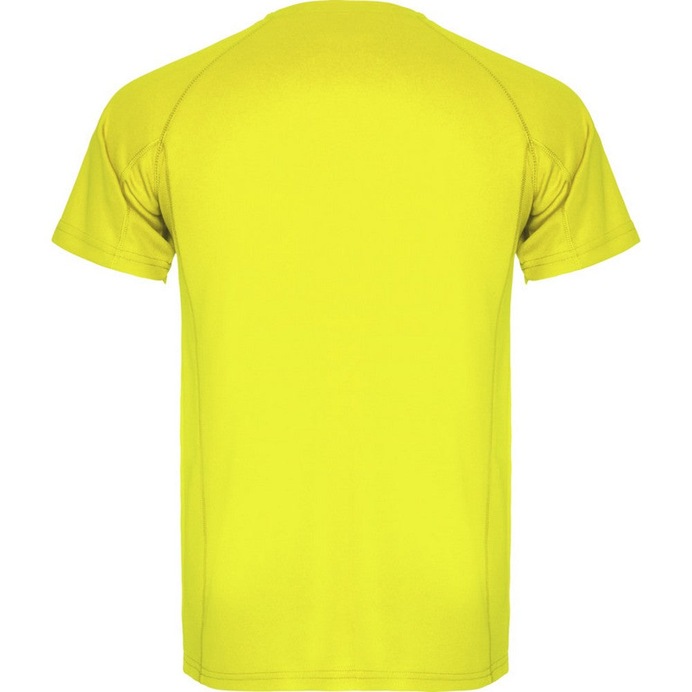 Fluorescent Yellow - Back - Roly Mens Montecarlo Short-Sleeved Sports T-Shirt