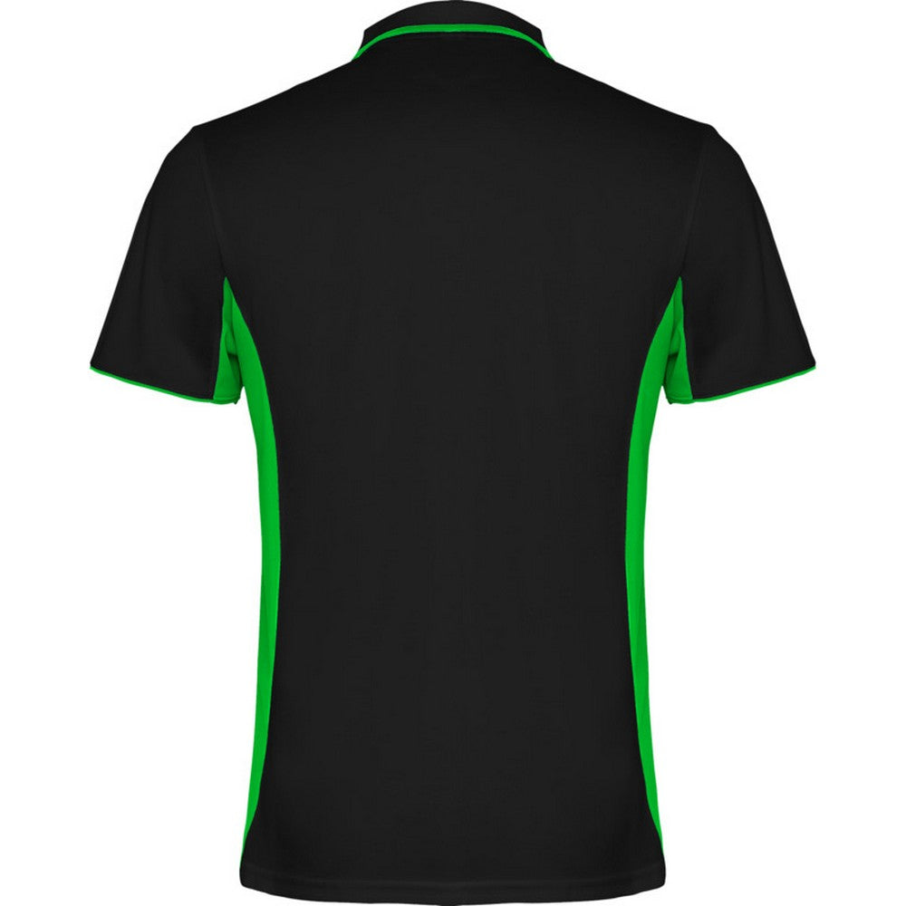 Black-Lime - Back - Roly Unisex Adult Montmelo Short-Sleeved Sports Polo Shirt