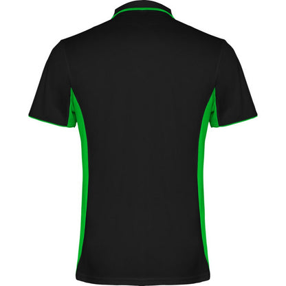Black-Lime - Back - Roly Unisex Adult Montmelo Short-Sleeved Sports Polo Shirt