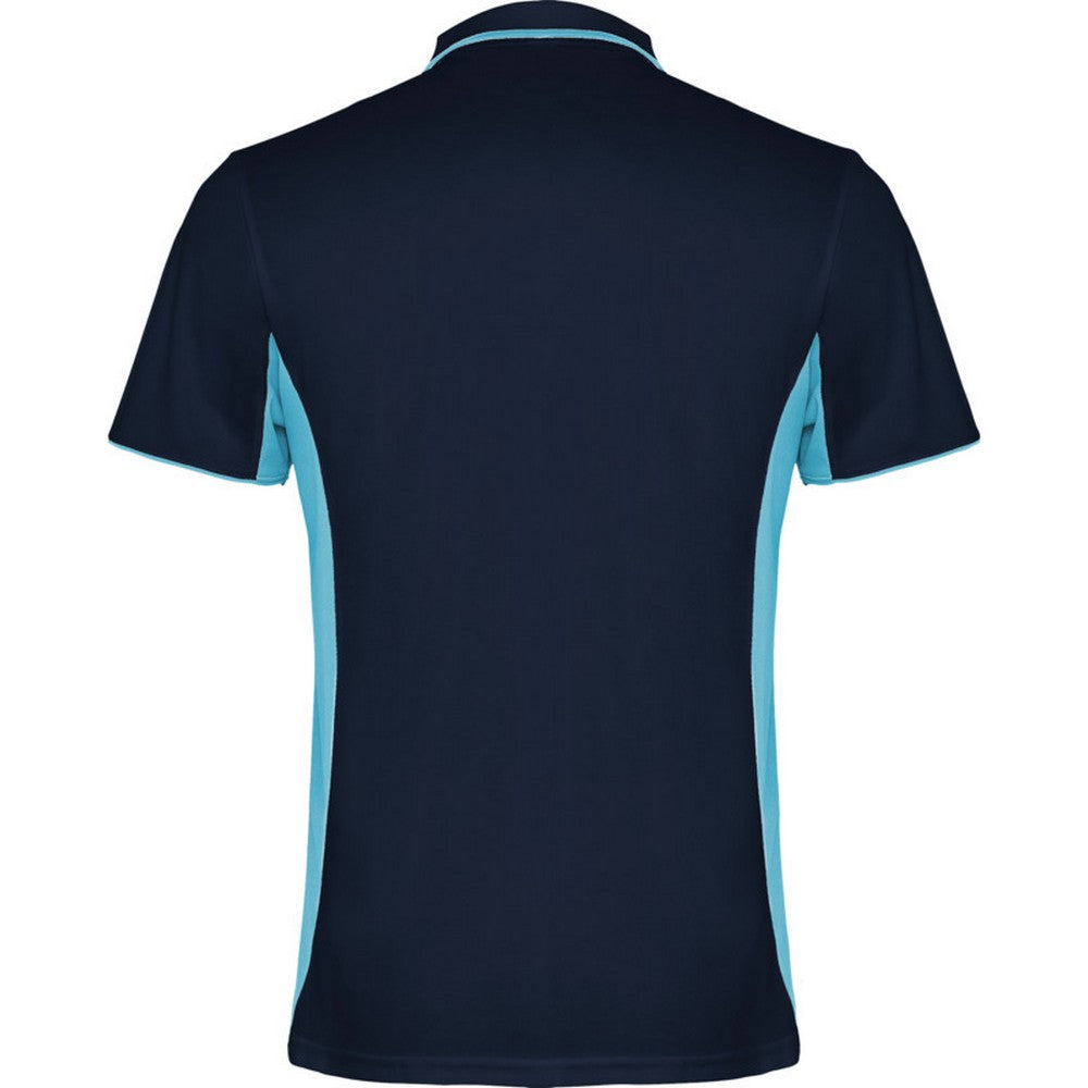 Navy Blue-Sky Blue - Back - Roly Unisex Adult Montmelo Short-Sleeved Sports Polo Shirt