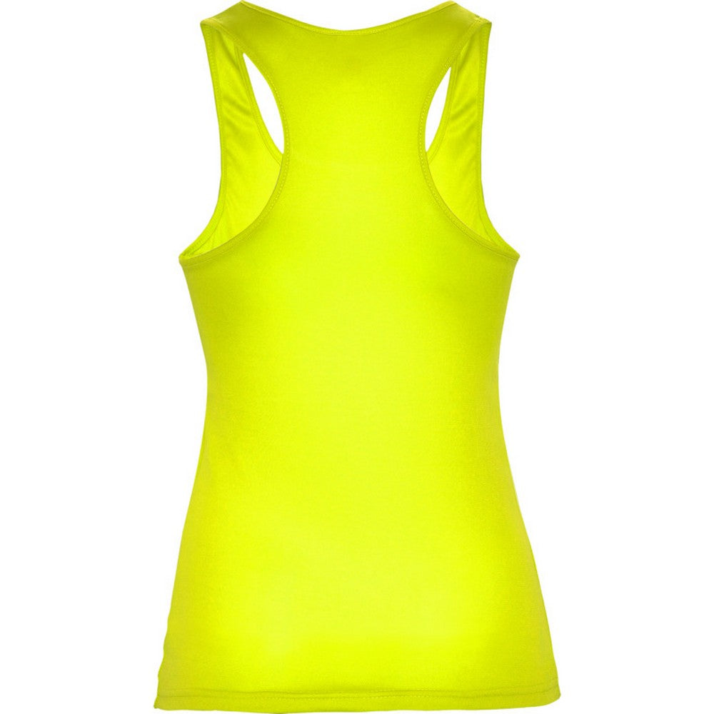 Fluro Yellow - Back - Roly Womens-Ladies Shura Sports Vest Top