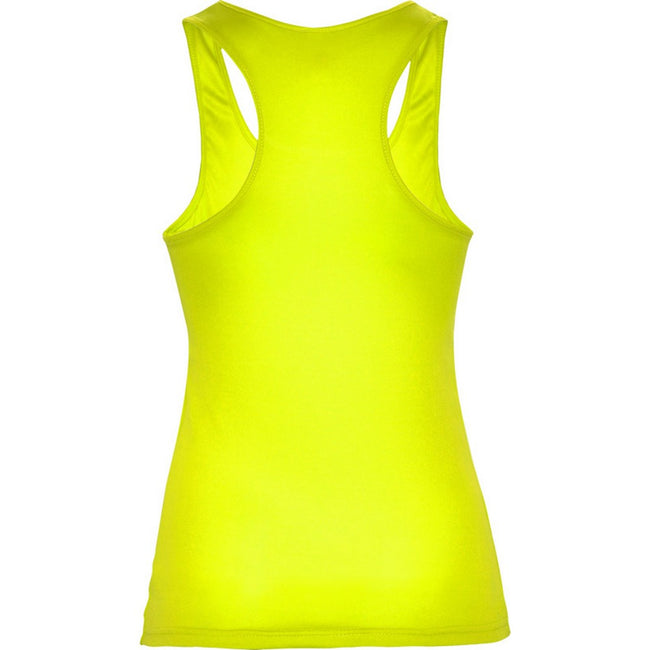 Fluro Yellow - Back - Roly Womens-Ladies Shura Sports Vest Top