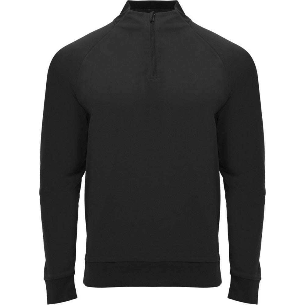 Solid Black - Front - Roly Unisex Adult Epiro Quarter Zip Long-Sleeved Sweatshirt