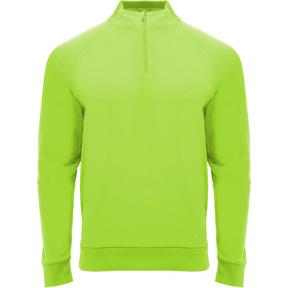 Fluro Green - Front - Roly Unisex Adult Epiro Quarter Zip Long-Sleeved Sweatshirt