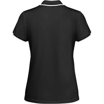Solid Black-White - Back - Roly Womens-Ladies Tamil Short-Sleeved Sports Polo Shirt