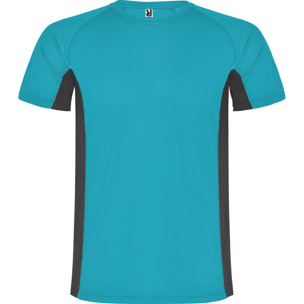 Turquoise-Dark Lead - Front - Roly Mens Shanghai Short-Sleeved Sports T-Shirt