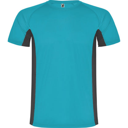 Turquoise-Dark Lead - Front - Roly Mens Shanghai Short-Sleeved Sports T-Shirt
