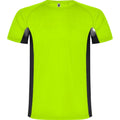 Fluorescent Green-Solid Black - Front - Roly Mens Shanghai Short-Sleeved Sports T-Shirt