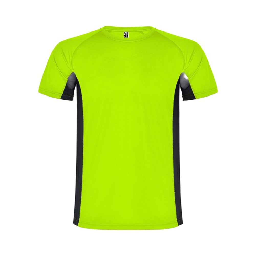 Fluorescent Green-Dark Lead - Front - Roly Mens Shanghai Short-Sleeved Sports T-Shirt