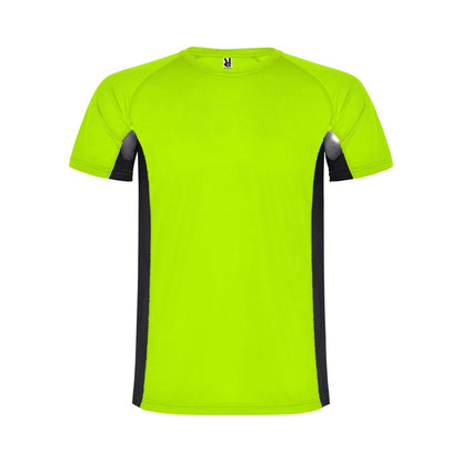 Fluorescent Green-Dark Lead - Front - Roly Mens Shanghai Short-Sleeved Sports T-Shirt