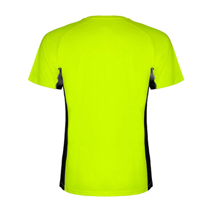 Fluorescent Green-Dark Lead - Back - Roly Mens Shanghai Short-Sleeved Sports T-Shirt