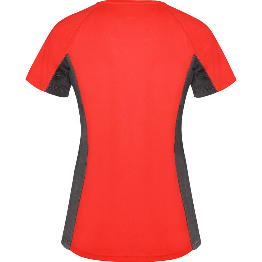Red-Dark Lead - Back - Roly Womens-Ladies Shanghai Short-Sleeved Sports T-Shirt