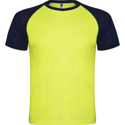 Fluro Yellow-Navy Blue - Front - Roly Unisex Adult Indianapolis Short-Sleeved Sports T-Shirt