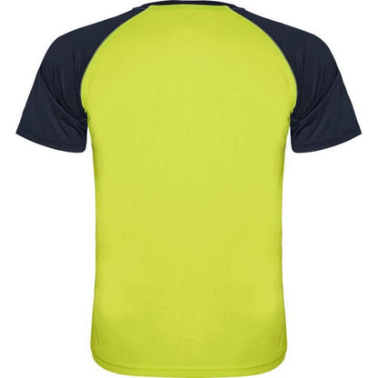 Fluro Yellow-Navy Blue - Back - Roly Unisex Adult Indianapolis Short-Sleeved Sports T-Shirt