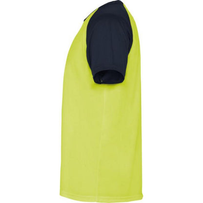 Fluro Yellow-Navy Blue - Lifestyle - Roly Unisex Adult Indianapolis Short-Sleeved Sports T-Shirt