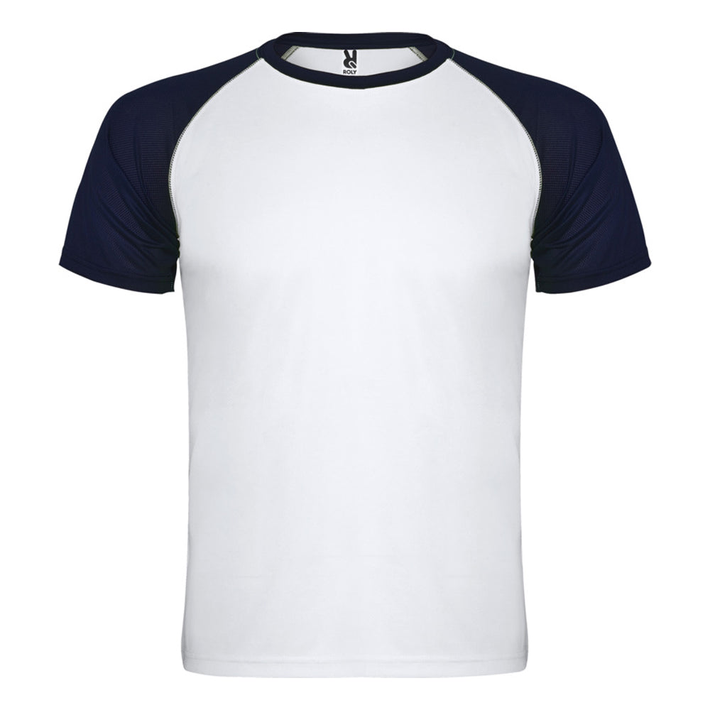 White-Navy Blue - Front - Roly Unisex Adult Indianapolis Short-Sleeved Sports T-Shirt