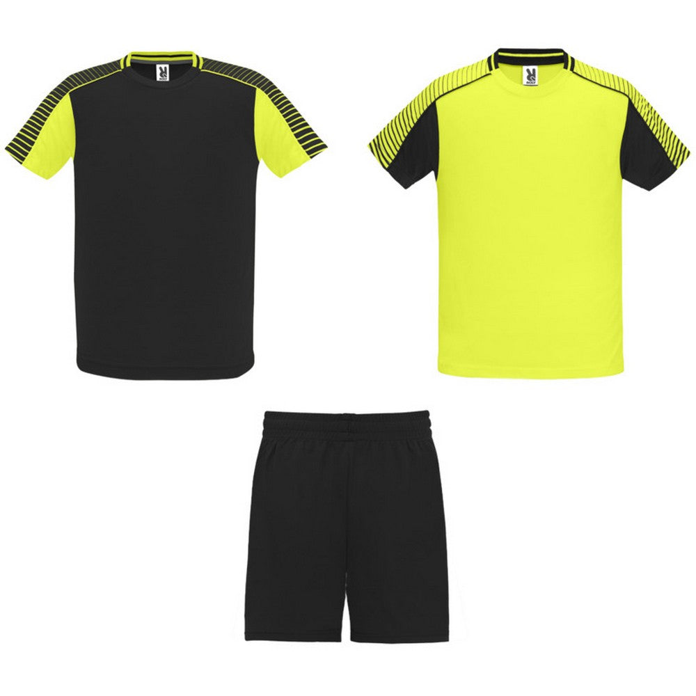 Fluorescent Yellow-Solid Black - Front - Roly Unisex Adult Juve Sports Sports Set