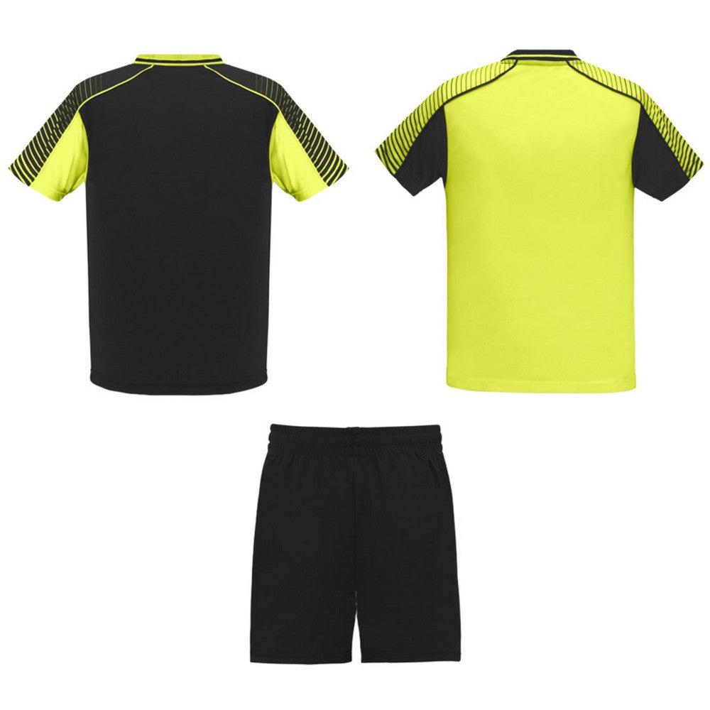 Fluorescent Yellow-Solid Black - Back - Roly Unisex Adult Juve Sports Sports Set