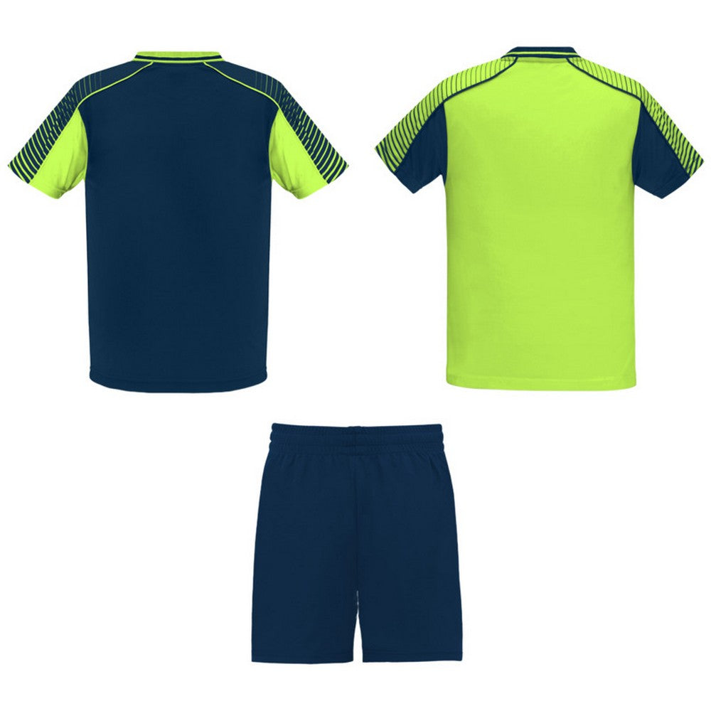 Navy Blue-Fluro Green - Back - Roly Unisex Adult Juve Sports Sports Set