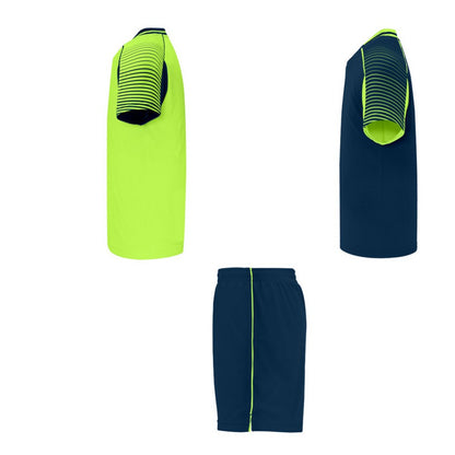 Navy Blue-Fluro Green - Lifestyle - Roly Unisex Adult Juve Sports Sports Set