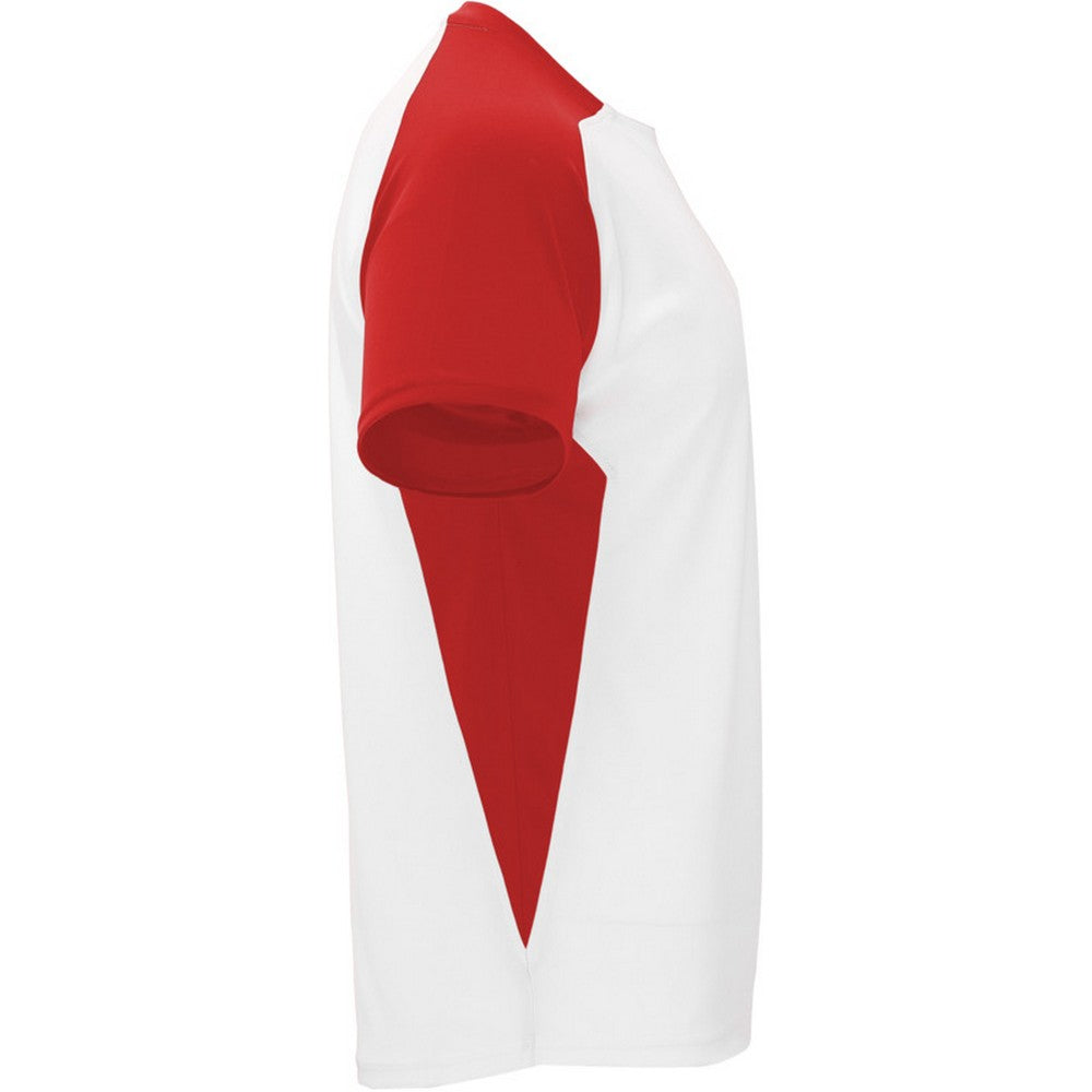 White-Red - Side - Roly Childrens-Kids Bugatti Short-Sleeved Sports T-Shirt