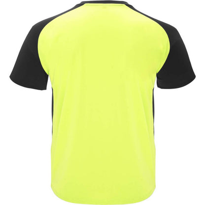 Fluorescent Yellow-Solid Black - Back - Roly Childrens-Kids Bugatti Short-Sleeved Sports T-Shirt