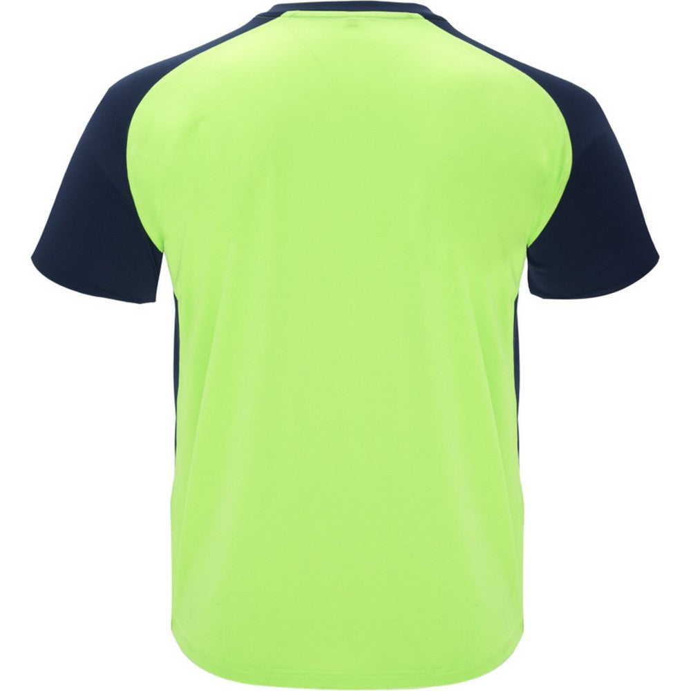 Fluro Green-Navy - Back - Roly Childrens-Kids Bugatti Short-Sleeved Sports T-Shirt