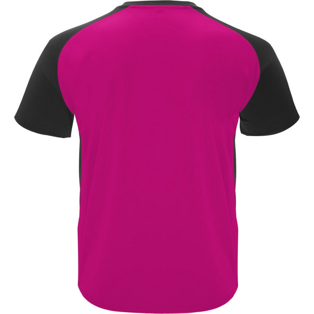 Fuchsia-Solid Black - Back - Roly Childrens-Kids Bugatti Short-Sleeved Sports T-Shirt