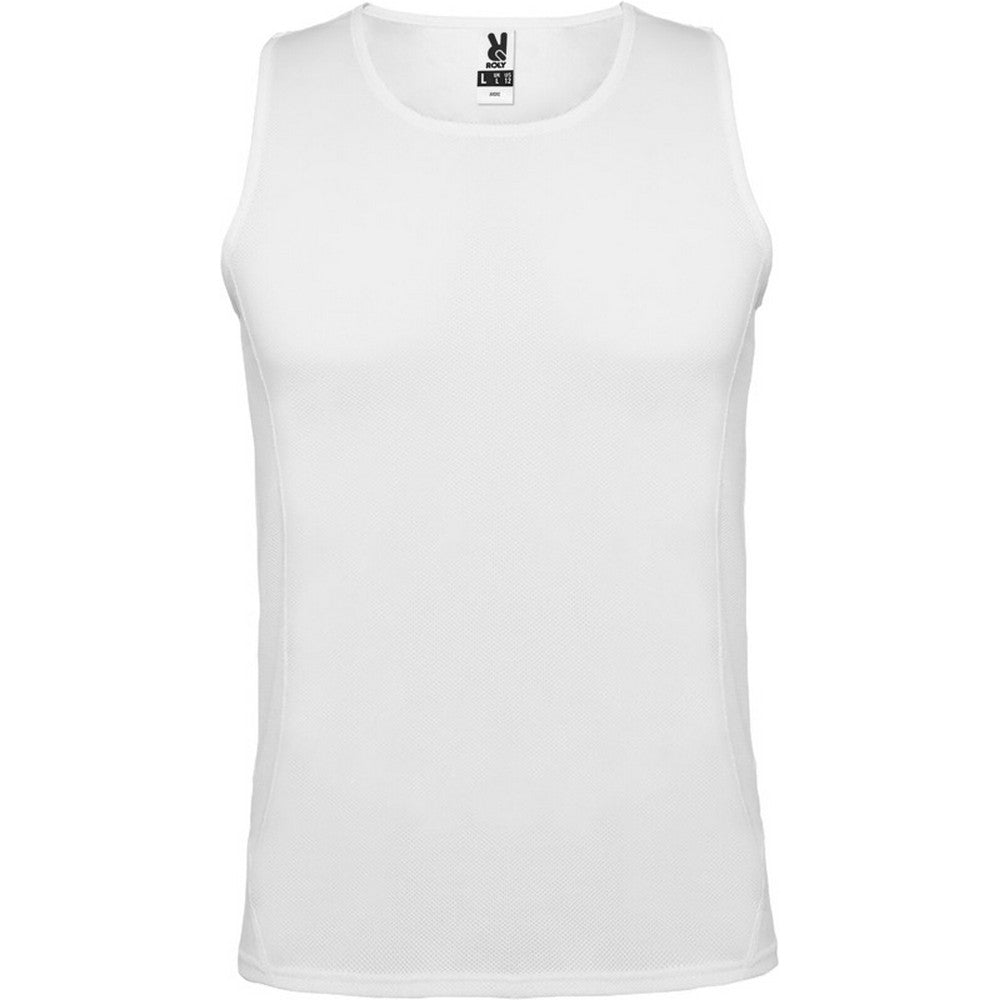 White - Front - Roly Mens Andre Sports Vest Top