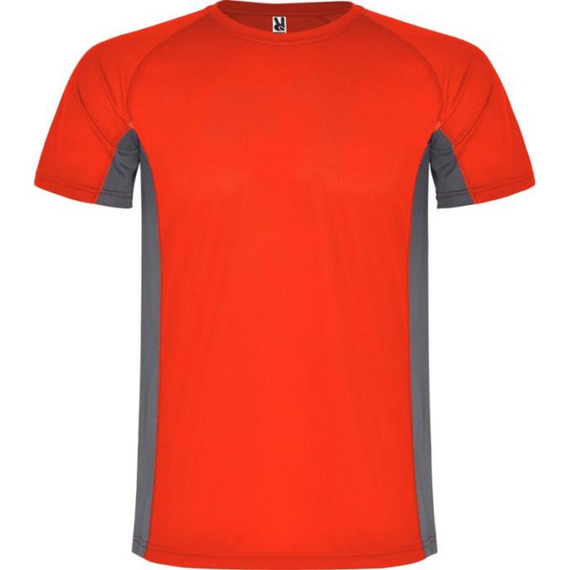 Red-Dark Lead - Front - Roly Childrens-Kids Shanghai Short-Sleeved Sports T-Shirt