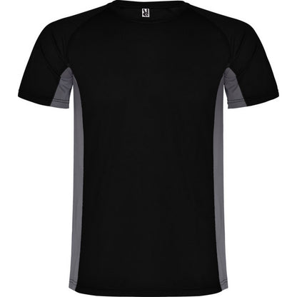 Solid Black-Dark Lead - Front - Roly Childrens-Kids Shanghai Short-Sleeved Sports T-Shirt