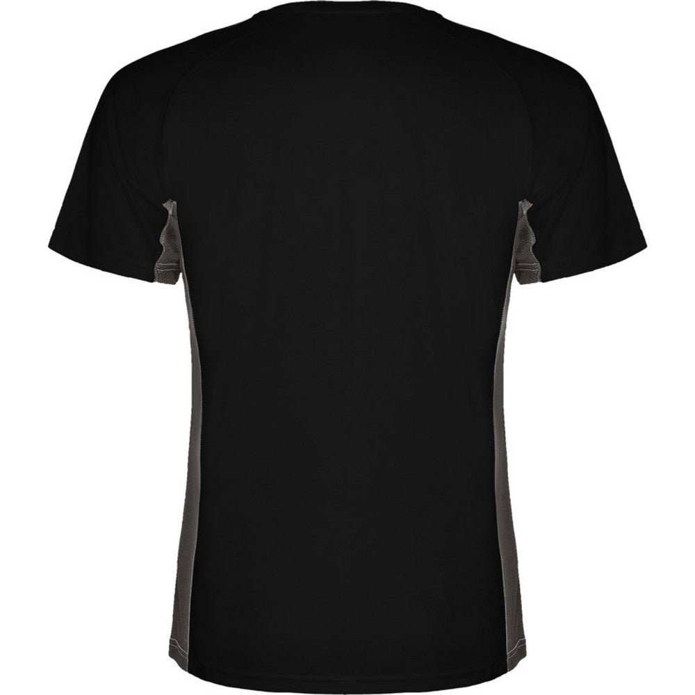 Solid Black-Dark Lead - Back - Roly Childrens-Kids Shanghai Short-Sleeved Sports T-Shirt
