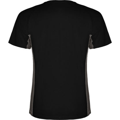 Solid Black-Dark Lead - Back - Roly Childrens-Kids Shanghai Short-Sleeved Sports T-Shirt