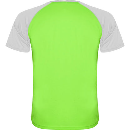 Fluro Green-White - Back - Roly Childrens-Kids Indianapolis Short-Sleeved Sports T-Shirt